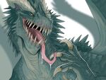  4:3 absurd_res ambiguous_gender bodily_fluids dragon feral green_body green_scales green_wings hi_res imperatorcaesar membrane_(anatomy) membranous_wings open_mouth pink_tongue pupils saliva saliva_on_tongue scales sharp_teeth slit_pupils solo teeth tongue tongue_out wings yellow_eyes 
