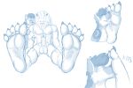  2023 5_toes anthro balls bandai_namco blue_and_white bodily_fluids cale_(alonelywolf44) canid canine canis claws countershade_fur countershade_neck countershading digimon digimon_(species) duo erection eyes_closed feet foot_fetish foot_focus foot_kiss foot_kissing foot_lick foot_play fur genitals greeb_(artist) hair humanoid_genitalia humanoid_hands humanoid_penis leomon licking looking_down male male/male mammal mane monochrome nipples nude penis prick_ears pubes savior short_hair sitting smiling_at_partner snout soles toe_claws toe_curl toes tongue tongue_out tuft unconscious wolf wrinkle wrinkled_feet wrinkled_soles wrinkles 