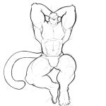  absurd_res barazoku bashful bed big_(disambiguation) bigger blush blushy butt clothing domestic_cat felid feline felis furniture hi_res invalid_tag macro male mammal muscular nude pantherine peaceful ryuji shy sketch snow_leopard solo submissive tall underwear wholesome 