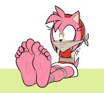  2023 5_toes absurd_res amy_rose anthro arms_tied bound eulipotyphlan feet female foot_focus fur gag gagged green_eyes hedgehog hi_res humanoid_feet legs_tied lettuce_(artist) mammal pink_body pink_fur plantigrade sega sitting sitting_on_ground soles solo sonic_the_hedgehog_(series) toes 