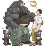  &lt;3 anthro bear big_bulge big_muscles black_body black_fur black_hair blush bodily_fluids body_hair bottomwear brown_body brown_fur bulge chan_kiti_chan_(artist) clothed clothing embrace erection erection_under_clothing eye_contact facial_scar family father_(lore) father_and_child_(lore) father_and_son_(lore) fur genitals group hair hand_holding happy_trail headgear headwear hi_res holding_partner hug human human_on_anthro interspecies larger_anthro larger_male looking_at_another male mammal multicolored_body multicolored_fur musclegut muscular muscular_anthro muscular_male open_bottomwear open_clothing open_mouth open_pants pants parent_(lore) parent_and_child_(lore) parent_and_son_(lore) pecs penis pubes romantic romantic_couple saliva scar security security_guard sharp_teeth shirt shorts size_difference smaller_human smaller_male son_(lore) tank_top teeth tongue topwear 
