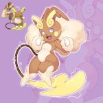  alolan_form alolan_raichu ambiguous_gender anthro big_ears dot_nose electricity fluffy fluffy_ears generation_1_pokemon generation_4_pokemon hi_res hybrid lagomorph long_tail lopunny mammal mxntymoon nintendo pokemon pokemon_(species) purple_eyes raipunny regional_form_(pokemon) smile solo tail thick_thighs 