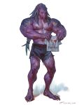  2023 anthro areola bars biceps biped bottomwear cephalopod clothed clothing coleoid cuttlefish decapodiform digital_media_(artwork) english_text hi_res holding_object male marine mollusk muscular muscular_anthro muscular_male navel nipples non-mammal_nipples pecs plantigrade purple_body shirt shorts simple_background solo standing taran_fiddler text topless topwear were werecuttlefish white_background 