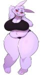  absurd_res anthro big_breasts big_butt bra breasts butt cleavage clothed clothing female generation_1_pokemon gengar hi_res nintendo overweight panties plump_(character) pokemon pokemon_(species) purple_body red_eyes simple_background smile solo standing thick_thighs underchikichan underwear white_background 