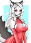  absurd_res anthro big_breasts black_tail breasts canid canid_demon canine canis choker clothed clothing collar demon digital_media_(artwork) dolohova_(artist) dress ear_piercing english_text female fluffy fluffy_ears fluffy_tail fur gloves grey_body grey_fur hair handwear hellhound helluva_boss hi_res huge_breasts jewelry kinktober latex long_hair looking_at_viewer loona_(helluva_boss) mammal necklace piercing portrait red_sclera rubber rubber_clothing rubber_suit simple_background sketch smile solo solo_focus tail teeth text tuft white_body white_eyes white_fur white_hair wolf 