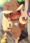  2023 ambiguous_gender anthro blush bodily_fluids brown_body brown_fur clothing dagasi dessert digital_media_(artwork) faceless_character fingers food fur generation_4_pokemon hi_res ice_cream lopunny nintendo open_mouth pokemon pokemon_(species) solo_focus tears young 