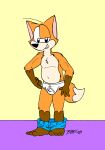  absurd_res anthro barefoot belly bottomwear bottomwear_down briefs bulge canid canine clothed clothing dave_fizuth feet fox gesture hi_res male mammal mostly_nude navel pants pants_down partially_clothed pointing pointing_at_crotch simple_background solo tighty_whities underwear white_briefs white_clothing white_underwear world_of_fizz worldoffizz 
