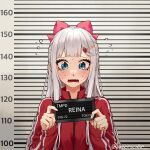  1girl barbie_(franchise) barbie_(live_action) barbie_mugshot_(meme) blue_eyes hair_ornament hair_ribbon hairpin highres layerscake meme mugshot open_mouth original ribbon short_hair solo sportswear sweat 