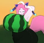  anthro big_breasts breasts diane_(lemendigogoat) eeveelution female food fruit generation_6_pokemon lemendigogoat melon nintendo plant pokemon pokemon_(species) slightly_chubby sylveon tail watermelon 