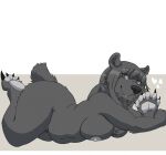  anthro bear big_breasts big_butt black_bear blue_dingolf breasts butt cel_shading chubby_female claws digital_media_(artwork) ear_piercing eyebrows eyelashes fat_belly female fluffy_chest fur galette(galette) gesture grey_body grey_eyes grey_fur grey_pawpads hair handpaw hi_res hindpaw long_hair looking_at_viewer lying mammal moon_bear navel neck_tuft nipples nude on_front pawpads paws piercing plantigrade shaded short_tail simple_background slightly_chubby smile solo tail tasteful_nudity thick_eyebrows tuft ursine waving waving_at_viewer 