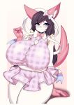  anthro big_breasts black_hair blue_eyes blush blush_lines breasts clothing eeveelution female generation_6_pokemon hair hi_res huge_breasts huge_thighs hyper hyper_breasts nintendo pokemon pokemon_(species) smile solo sylveon tail tailzkim thick_thighs white_body wide_hips 
