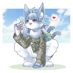  &lt;3 2023 4_toes 5_fingers ahoge ambiguous_gender anon anthro anthro_focus biped black_pupils blue_body blue_ears blue_fur blue_hair blue_inner_ear bottomless bottomless_anthro bottomless_female camo camo_clothing camo_jacket camo_print camo_topwear carrying cheek_tuft claws clothed clothing cloud colored crouching day digital_media_(artwork) digitigrade domestic_cat duo extreme_size_difference eyelashes facial_tuft featureless_crotch feet felid feline felis female female/ambiguous female_anthro female_on_human finger_claws fingerpads fingers fluffy forked_tail front_view full-length_portrait fur gentle_giant glistening glistening_eyes hair heterochromia hi_res holding_character human human_on_anthro humanoid_hands inner_ear_fluff interspecies japan_air_self-defense_force kemono larger_anthro larger_female long_hair looking_at_another macro male_(lore) mammal mimizuku monotone_hair neck_tuft omaneko_(jasdf) on_finger open_mouth open_smile outside pattern_clothing pattern_topwear pawpads pictographics pink_eyes pink_pawpads pink_tongue pockets portrait pupils shaded shirt_pocket short_snout sitting size_difference sky slit_pupils smaller_ambiguous smaller_human smile snout solo_focus speech_bubble tail toe_claws toes tongue topwear tuft unusual_anatomy unusual_tail whiskers white_body white_fur white_inner_ear_fluff yellow_eyes 