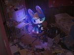  animal_crossing anthro computer filth flucosse lagomorph leporid male mammal messy_room nintendo rabbit sasha_(animal_crossing) solo 