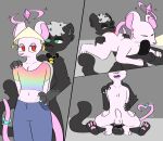  &lt;3 &lt;3_tail 3_fingers 3_toes 4_ears 69_position accessory anal anal_penetration anthro black_body black_fur bodily_fluids bottomwear clothing collar comic crop_top cum cum_in_ass cum_inside delta&#039;s_art denim denim_bottomwear denim_clothing domestic_cat duo feet felid feline felis fingers fur furgonomics genital_fluids green_eyes grey_hair hair hat headgear headwear heart_nose heart_tail hi_res jeans male male/male mammal mouse multi_ear murid murine oral pants penetration pink_body pink_fur red_eyes riding rimming rodent sex shirt simple_background tail tail_accessory toes topwear 