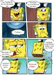  anthro bodily_fluids comic crying detailed_background dialogue english_text frown hi_res male marine musical_note nickelodeon on_model pancaketiffy sea_sponge singing smile solo speech_bubble spongebob_squarepants spongebob_squarepants_(character) tears text toony 