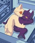  anthro bedroom bedroom_sex duo eyes_closed from_front_position fur league_of_legends lying male male/male mammal missionary_position mousesix no_irises on_back purple_body purple_fur riot_games sex tan_body tan_fur teemo_(lol) veigar yellow_eyes yordle 