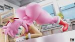  3d_(artwork) absurd_res amy_rose anthro big_butt blender_(software) blender_cycles boots breasts butt clothing digital_media_(artwork) eulipotyphlan female footwear gloves green_eyes handwear hedgehog hi_res huge_filesize humanoid jack-o&#039;_pose looking_at_viewer mammal nude pink_body pose sega smile smiling_at_viewer snippwapp solo solo_focus sonic_the_hedgehog_(series) tail thick_thighs wide_hips 