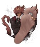  3_toes anthro barefoot claws clothed clothing digit_ring dragon feet foot_focus hi_res horn humanoid_feet jewelry kredri looking_at_viewer male paws plantigrade ring scalie simple_background soles solo tail text toe_claws toe_ring toes url 