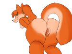  accessory anthro anus breasts butt canid canine cute_fangs female fox fur genitals hair_accessory hair_tie hi_res looking_back mammal mostly_nude orange_body orange_fur presenting presenting_hindquarters pubbi pussy smile solo spread_pussy spreading tan_body tan_fur vulcane_(asterigos) yiwol 