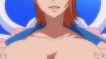  animated animated_gif anime_screencap bon_clay bouncing_breasts breasts large_breasts lowres nami_(one_piece) non-web_source one_piece sweat 