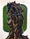  absurd_res fan_character gouache_(artwork) hair hi_res horn horned_humanoid humanoid muscular painting_(artwork) red_hair traditional_media_(artwork) tufted_fur zoquete 