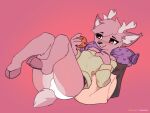  anthro clothing cloven_hooves cookie deer duo female food freeedon hi_res hooves mammal panties pillow pink_background simple_background sweater topwear underwear unguligrade_anthro 