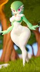  2023 3_fingers 3d_(artwork) 9:16 absurd_res adriandustred anthro areola big_breasts big_butt breasts butt digital_media_(artwork) female fingers gardevoir generation_3_pokemon genitals grass green_hair hair hi_res huge_butt multicolored_body nintendo nipples nude plant pokemon pokemon_(species) pussy red_eyes solo thick_thighs tree two_tone_body white_body wide_hips 