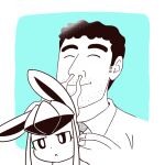  ambiguous_gender black_and_white duo eeveelution generation_4_pokemon glaceon happy holding_character human male mammal monochrome nintendo pokemon pokemon_(species) simple_background smelly sniffing tsurikichiyuyu 