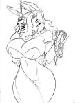  2023 absurd_res anthro armwear bedroom_eyes big_breasts black_and_white breasts chochi cleavage cleavage_overflow clothed clothing curvy_figure dress elbow_gloves female gem gloves graphite_(artwork) hair hair_over_eye handwear hi_res hourglass_figure huge_breasts jewelry lagomorph leporid long_hair mammal microphone monochrome narrowed_eyes one_eye_obstructed pencil_(artwork) rabbit seductive sketch solo traditional_media_(artwork) wide_hips 