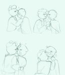  2023 abbytabbys anthro azulin_(unicorn_wars) bandage bear blush cabo_pompon_(unicorn_wars) duo embrace eyes_closed forehead_kiss hi_res hug kissing mammal nose_kiss scar simple_background sketch unicorn_wars 