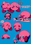  &gt;_&lt; ^3^ angry blue_background blush_stickers closed_eyes crying food green_eyes grin head_bump headphones heart highres holding holding_microphone ice_cream ice_cream_cone ice_cream_cone_spill kirby kirby_(series) menma_(enaic31) microphone multiple_views no_humans open_mouth simple_background smile speech_bubble sweatdrop translation_request trembling vanilla wavy_mouth 