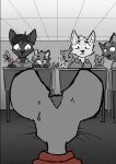  2023 absurd_res anthro bear beauchamp_(halcyon) canid canine canis clothed clothing comic coyote digital_media_(artwork) domestic_cat felid feline felis female fur greyscale group hair halcyon_(series) herba_(halcyon) hi_res lagomorph leporid lost_andsafe male male/female mammal monochrome mouse murid murine procyonid rabbit raccoon rodent sciurid tree_squirrel wolf 