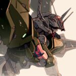  commentary de_ri_(derinri) from_side gundam gundam_aerial_rebuild gundam_suisei_no_majo mecha mobile_suit no_humans robot science_fiction solo twitter_username upper_body v-fin 