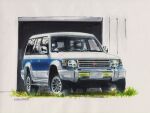  artist_name car grass mitsubishi_motors mitsubishi_pajero motor_vehicle no_humans on_grass original painting_(medium) simple_background traditional_media twitter_username vehicle_focus watercolor_(medium) white_background white_car yasuyuki3080 