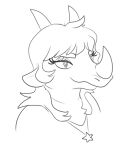  anthro dinosaur facial_horn female goodbye_volcano_high hair half-closed_eyes headshot_portrait horn jewelry long_hair narrowed_eyes necklace nrool portrait reeve_(gvh) reptile scalie simple_background snoot_game solo white_background 