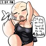  aggretsuko anthro apsel_bluestar breasts canid canine cleavage clothed clothing exposed_breasts eyes_closed female fennec fenneko fox mammal morning open_mouth panties sanrio shirt short_stack solo solo_focus thick_thighs topwear underwear yawn 