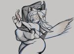  anthro bottomless bottomless_female clothed clothing domestic_cat embarrased_nude_female fangs felicia_(jwinkz) felid feline felis female hi_res humanoid ink-dood mammal motion_lines overweight scared solo speed_lines teeth 