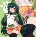  1girl anal anal_beads anal_object_insertion anal_tail animal_ears black_thighhighs butt_plug cameltoe cat_ears cat_tail fake_animal_ears fake_tail green_hair highres hood hooded_jacket jacket long_hair long_sleeves maebari miniskirt null_(nyanpyoun) object_insertion orange_skirt paw_pose pleated_skirt sex_toy skindentation skirt solo_focus tail thighhighs touhoku_zunko voiceroid zettai_ryouiki 