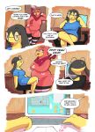  anthro clothing comic female generation_1_pokemon generation_6_pokemon half_naked helioptile hi_res leggings legwear mostly_nude nintendo panties pantsless pink_body pokemon pokemon_(species) slightly_chubby slowpoke tammy_(goopyarts) text thick_thighs thigh_highs underwear wide_hips 