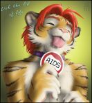  aids anthro aroused felid happy joshua_(zenthetiger) licking male male/male mammal pantherine solo third-party_edit tiger tongue tongue_out zenthetiger 
