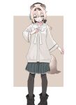  animal_ears blue_eyes blush boots cosplay daizu_8432 hololive jacket kazama_iroha open_mouth shirakami_fubuki shirakami_fubuki_(3rd_costume) shirakami_fubuki_(cosplay) shoes short_hair sweater tail virtual_youtuber 