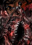  1boy black_mask blood claws emaciated highres library_of_ruina male_focus monster nishikujic project_moon ribs roland_(library_of_ruina) smoke spoilers teeth tentacles 