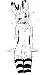  &lt;3 anthro antlers black_and_white black_sclera blush blush_lines cayden_vigil chest_tuft clothing erection fluffy genitals girly hi_res horn jackalope lagomorph leaning legwear leporid male mammal monochrome penis rabbit smile solo thigh_highs tuft twang 