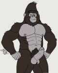  abs anthro ape balls casual_erection casual_nudity erection fur genitals gorilla gorrizz haplorhine hi_res humanoid_genitalia humanoid_hands humanoid_penis illumination_entertainment johnny_(sing) looking_at_viewer male mammal muscular muscular_anthro muscular_male navel nipples nude penis primate sing_(movie) smile solo 