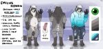  anthro balls bottomwear butt character_name clothing denim denim_clothing emile_rowan fluffy front_view fur genitals grey_body hi_res hoodie jeans looking_at_viewer male mammal model_sheet overweight overweight_male pants penis procyonid raccoon rear_view saerixdurr signature slightly_chubby solo text topwear torn_bottomwear torn_clothing torn_jeans torn_pants 