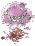  @_@ closed_eyes debudebumetabo fangs greedent green_eyes highres looking_down no_humans open_mouth pokemon pokemon_(creature) simple_background spiritomb white_background 