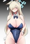  ... 10eki_(tenchou) 1girl alternate_costume animal_ears ass_visible_through_thighs bare_shoulders blonde_hair blue_archive blue_bow blue_bowtie blue_leotard blush bow bowtie breasts cameltoe cleavage clenched_teeth curvy detached_collar dog_ears fake_animal_ears groin hair_over_one_eye hairband halo hand_on_own_hip highleg highleg_leotard highres huge_breasts kanna_(blue_archive) leotard parted_lips playboy_bunny rabbit_ears sharp_teeth spoken_blush spoken_ellipsis sweat teeth white_hairband wide_hips wrist_cuffs yellow_eyes 