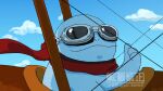  aircraft airplane artist_name biplane blue_sky cloud commentary_request flight_goggles goggles no_humans pic_koiwai pokemon pokemon_(creature) quagsire red_scarf scarf sky solo thumbs_up twitter_username upper_body watermark 