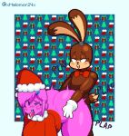  accessory all_fours animatronic anthro big_butt black_eyes blue_eyes blush blush_lines bodily_fluids bottomless bow_tie brown_body brown_ears brown_tail butt christmas christmas_clothing christmas_headwear clothed clothing digital_media_(artwork) duo female female_penetrated from_behind_position gloves hair hair_accessory hairpin half-closed_eyes hand_on_butt handwear hat headgear headwear hi_res holidays humanoid lagomorph leporid long_ears looking_pleasured machine male male/female male_penetrating male_penetrating_female mammal melomor melomor_(melomor) multicolored_body multicolored_ears narrowed_eyes onomatopoeia partially_clothed pattern_background penetration pink_body pink_hair pixel_(artwork) rabbit red_bow_tie red_clothing red_hat red_headwear red_sweater red_topwear robot saliva saliva_string santa_hat scut_tail sex short_tail simple_background sound_effects standing sweater tail tan_body tan_ears tan_tail teeth text thick_thighs tongue tongue_out topwear two_tone_body two_tone_ears two_tone_tail white_clothing white_gloves white_handwear 