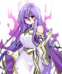  1girl aura bare_shoulders circlet corruption dark_aura dark_persona expressionless fire_emblem fire_emblem:_genealogy_of_the_holy_war long_hair looking_at_viewer mind_control purple_hair red_eyes simple_background solo yukia_(firstaid0) 
